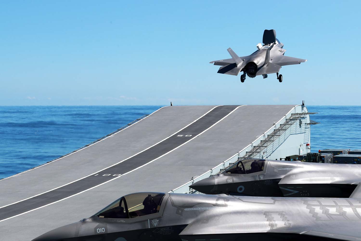 An F-35B fighter jet takes off from HMS Queen Elizabeth for first Carrier Sea Training (Picture: Royal Navy).