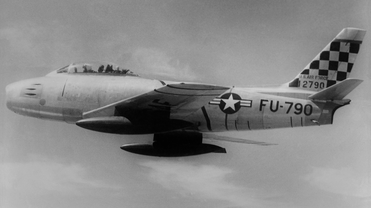 F-86 Sabre aircraft was the first US jet fighter to have swept wings and was deployed during the Korean conflict (Picture: Alamy).