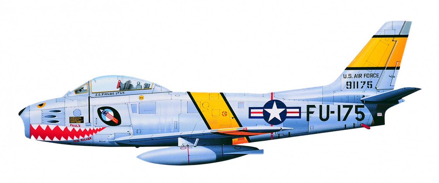 F-86A-5-NA 49-1175 PAUL'S MIG KILLER, flown by 1st Lt Joseph E Fields, 336th FIS slash 4th FIW from Korean War Aces