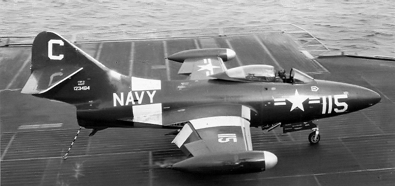 An F9F Panther aboard the USS Midway