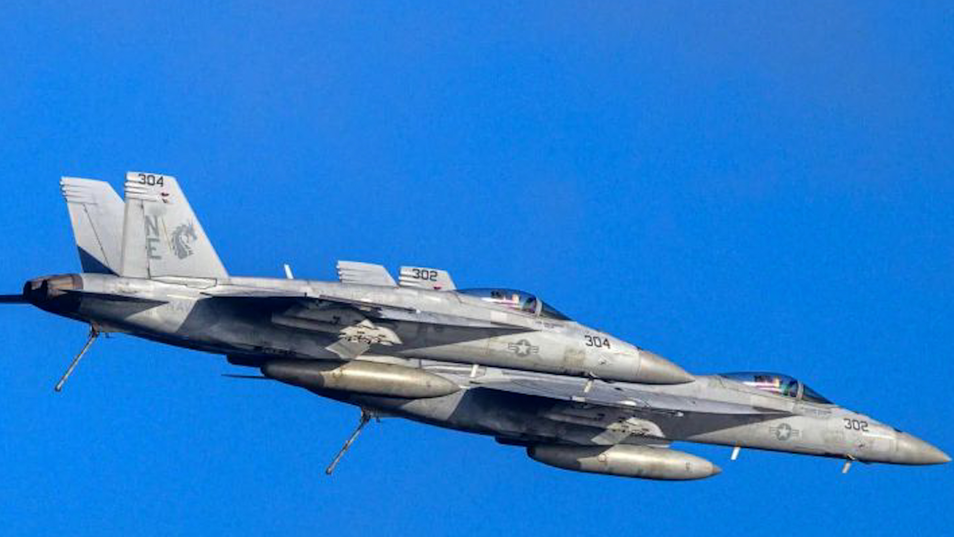 FA18 Jet flies through air