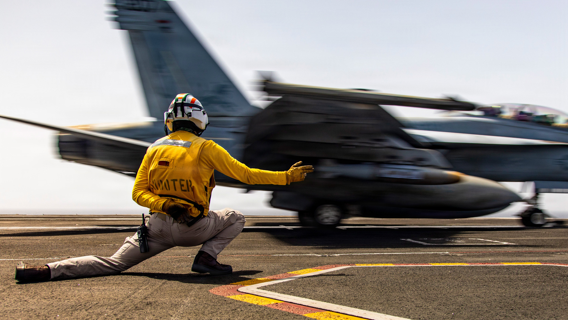FA18F Super Hornet aircraft, attached to Strike Fighter Squadron 213, launches from the flight deck of USS Gerald R Ford during Operation Epic Fury 190326 CREDIT DVIDS