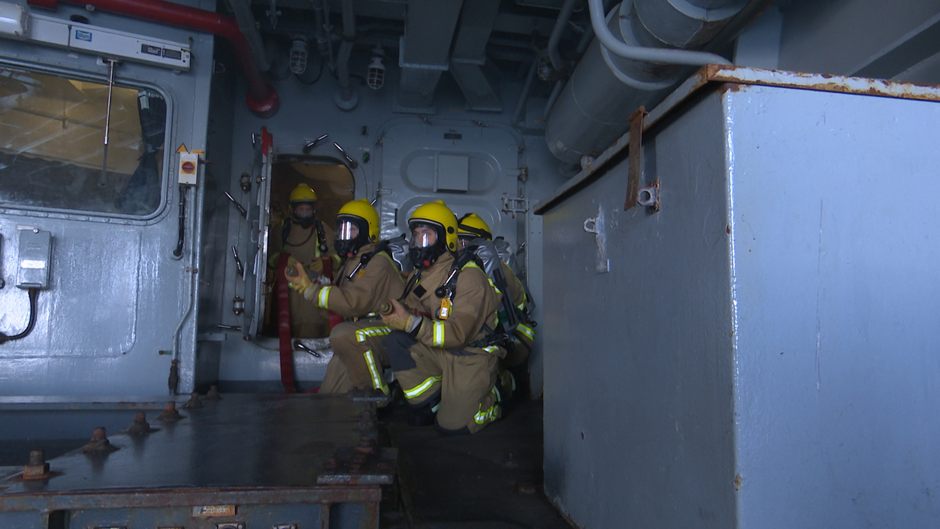 Fire crew HMS Somerset