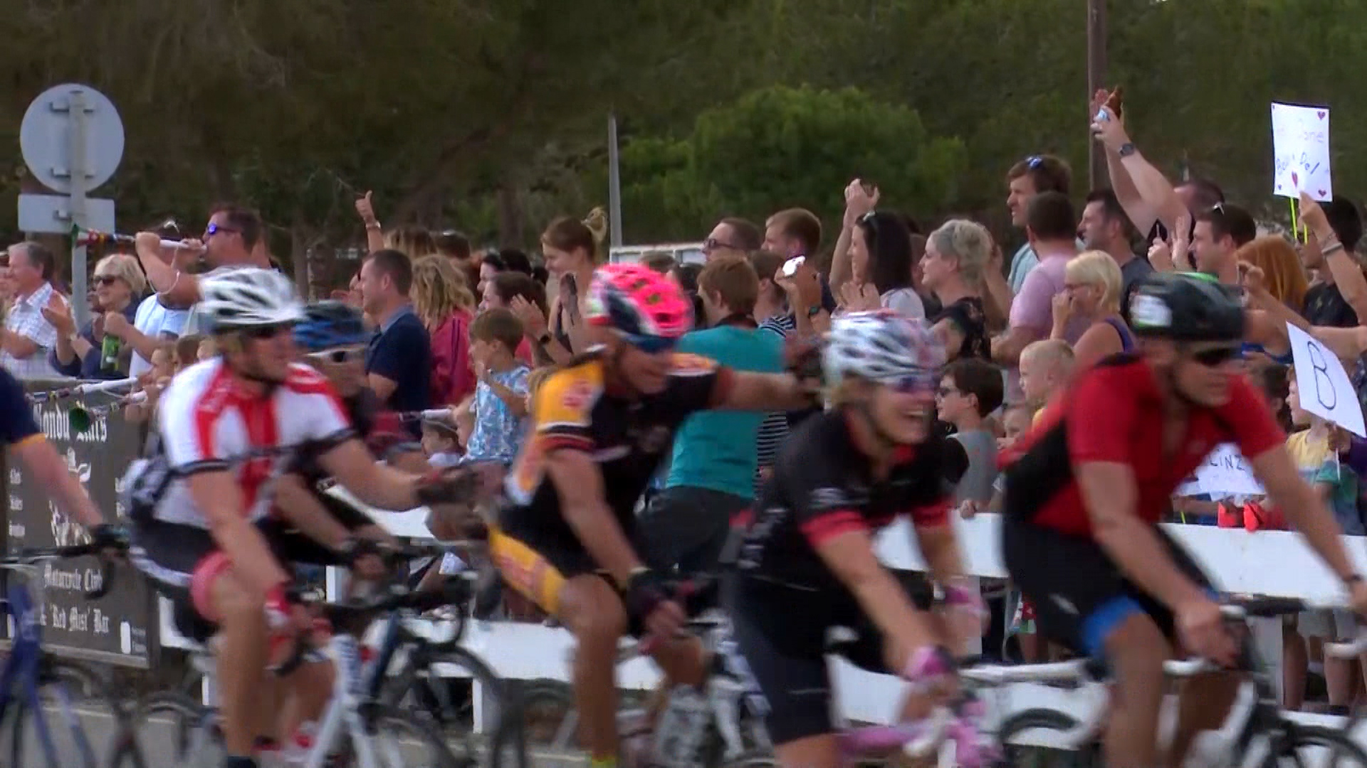 Fans welcome riders at the finish of Cyprus Cycle Challenge