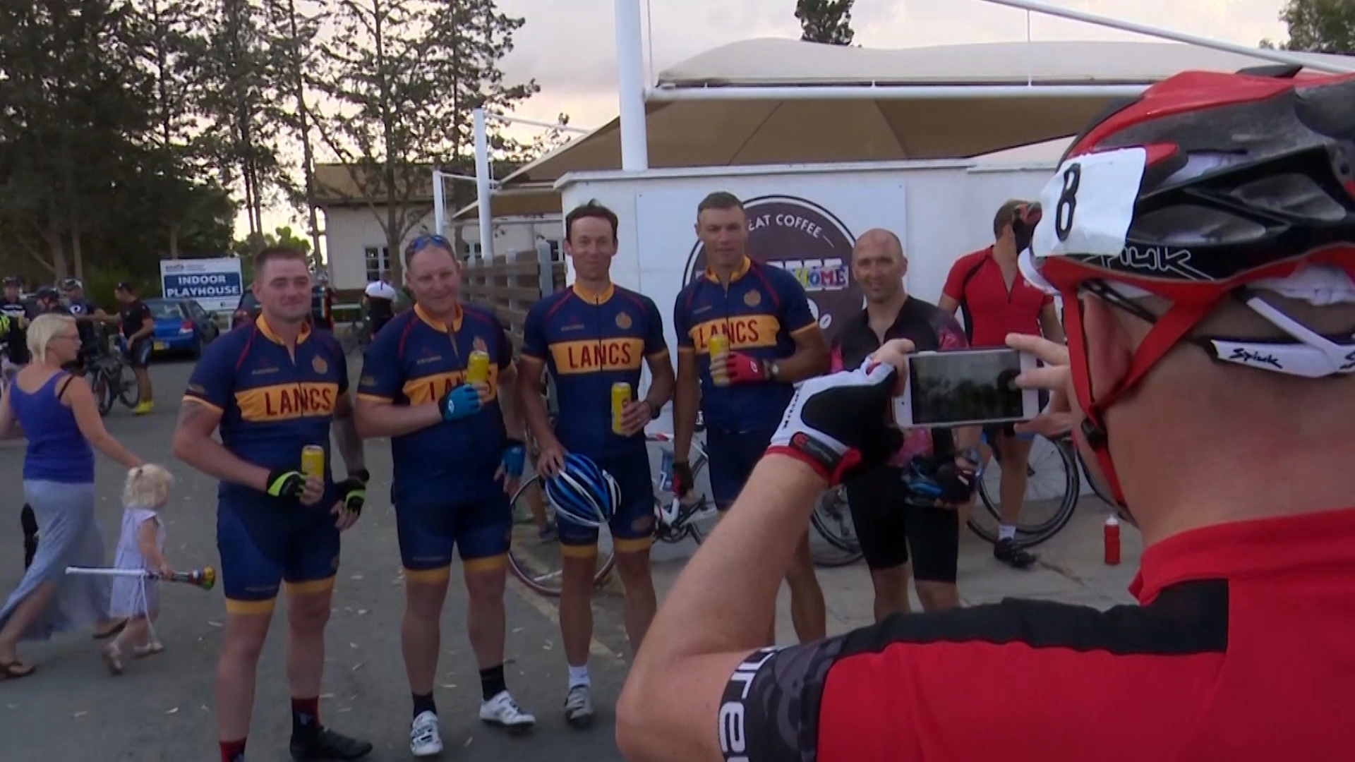 Riders pose for pictures at end of Cyprus Cycle Challenge