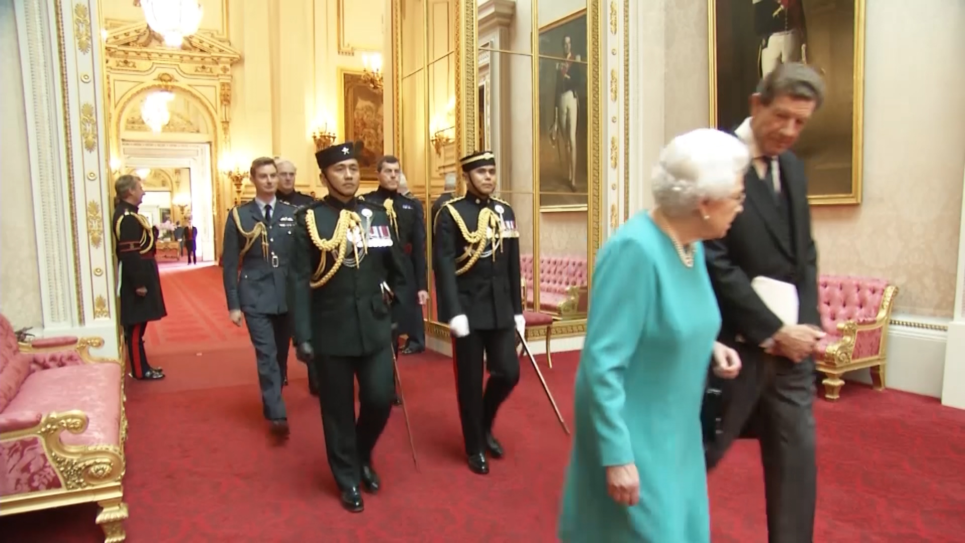 Gurkha Orderly Officers with the Queen