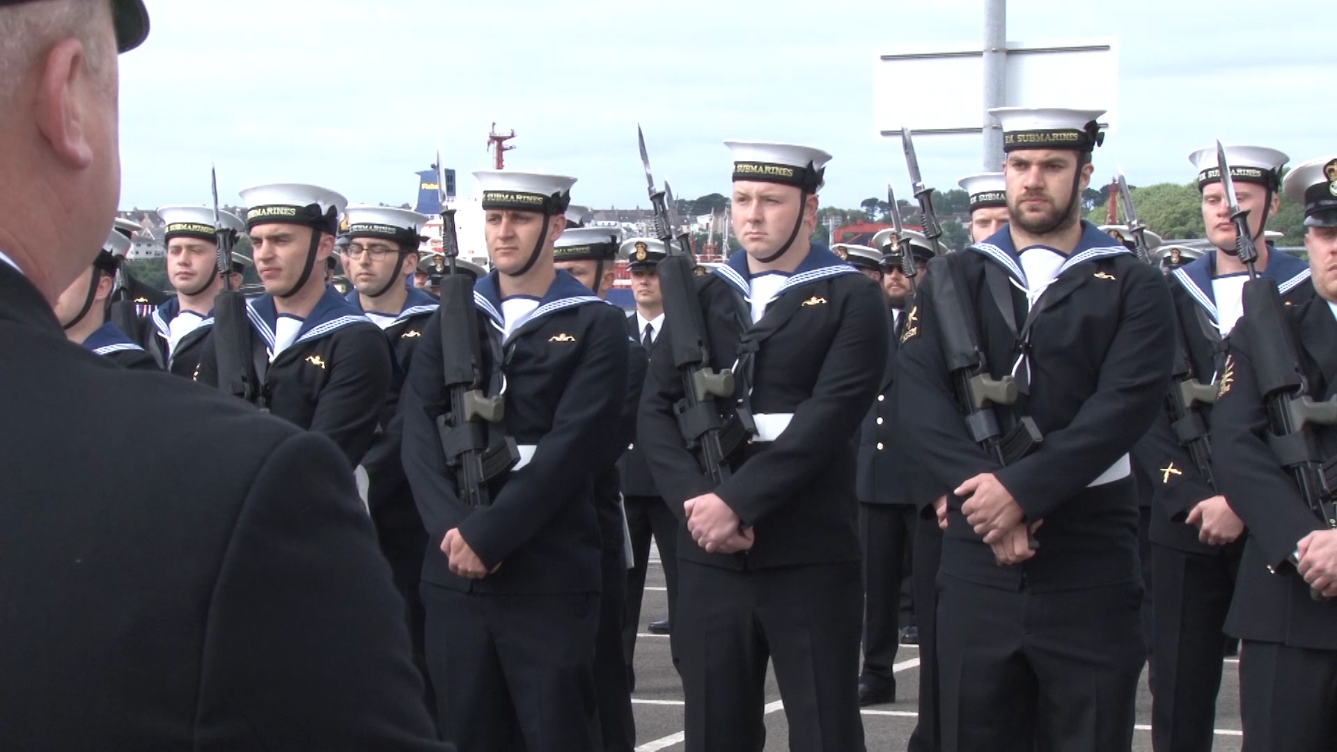 Crew of HMS Torbay on parade