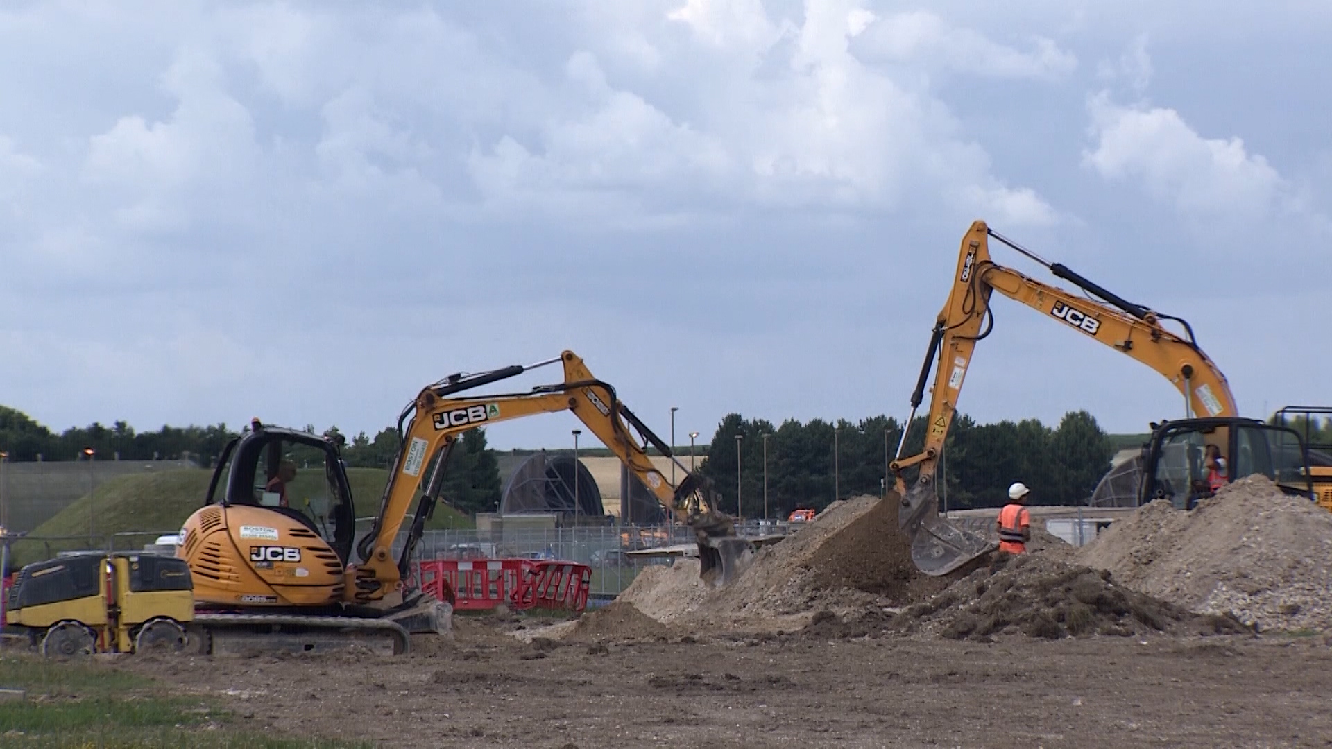 JCBs at work on RAF Marham