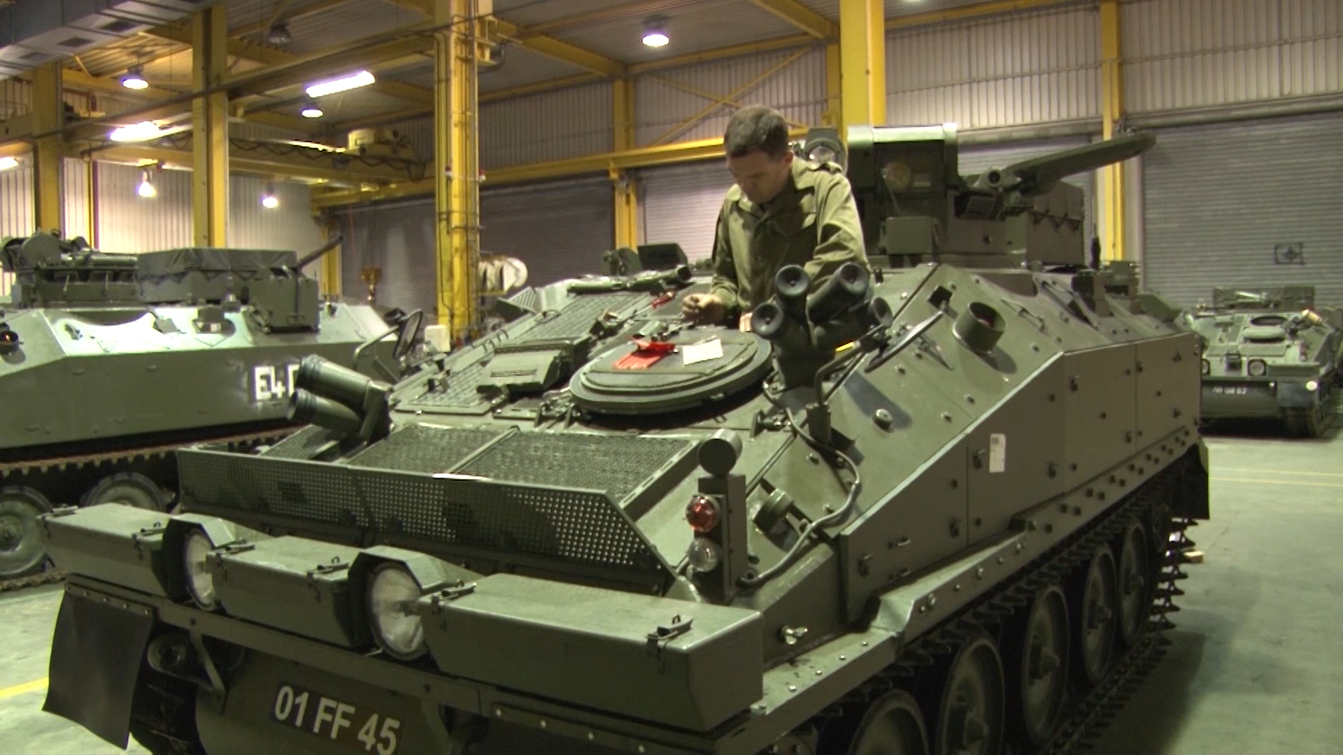 Armoured vehicle being serviced at Ayrshire Barracks in Germany