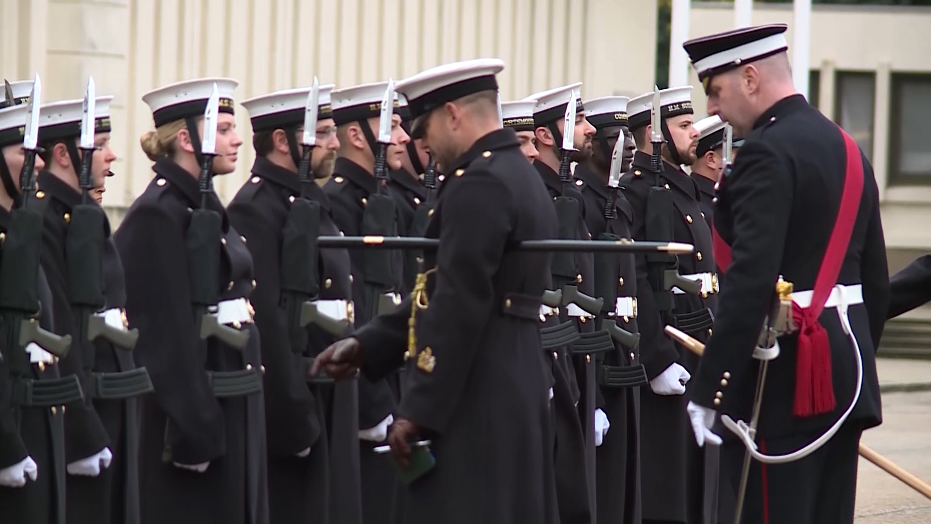 Royal Navy on parade for guarding the Queen