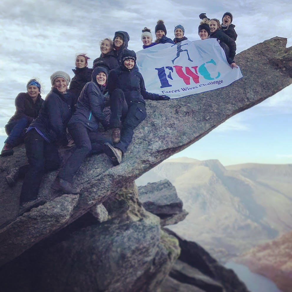 Forces Wives Challenge Team on Cannon Stone, Tryfan Mountain, Ogwen Valley, Snowdonia, Wales