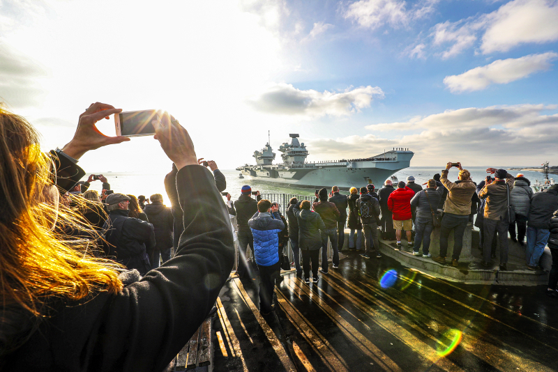 HMS Queen Elizabeth returning to Portsmouth, after a landmark deployment to the United States
