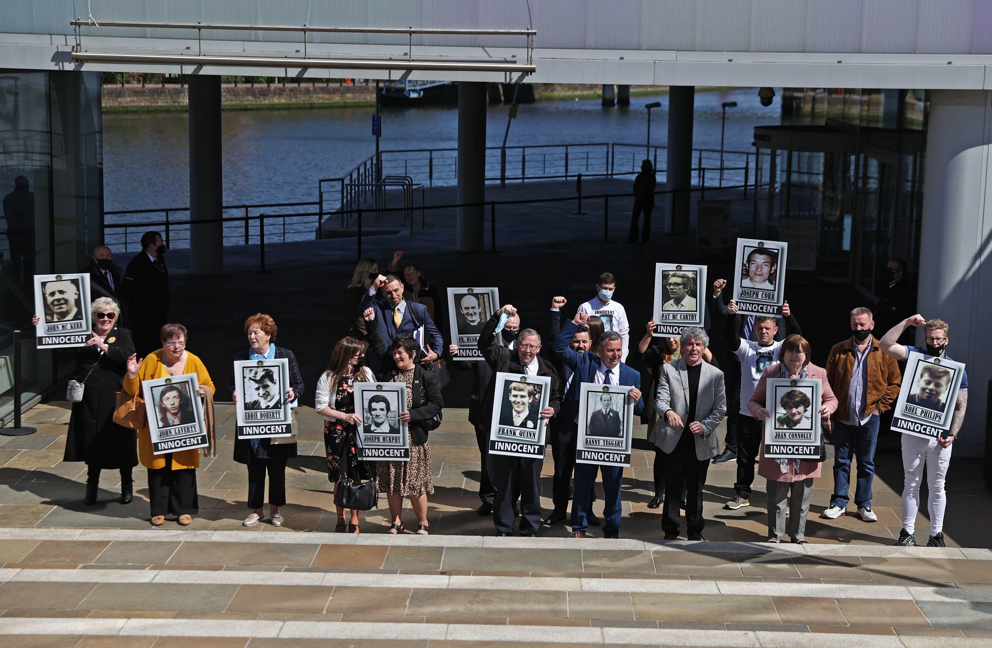 Families celebrated outside the International Convention Centre in Belfast after the ruling (Picture: PA/Alamy).