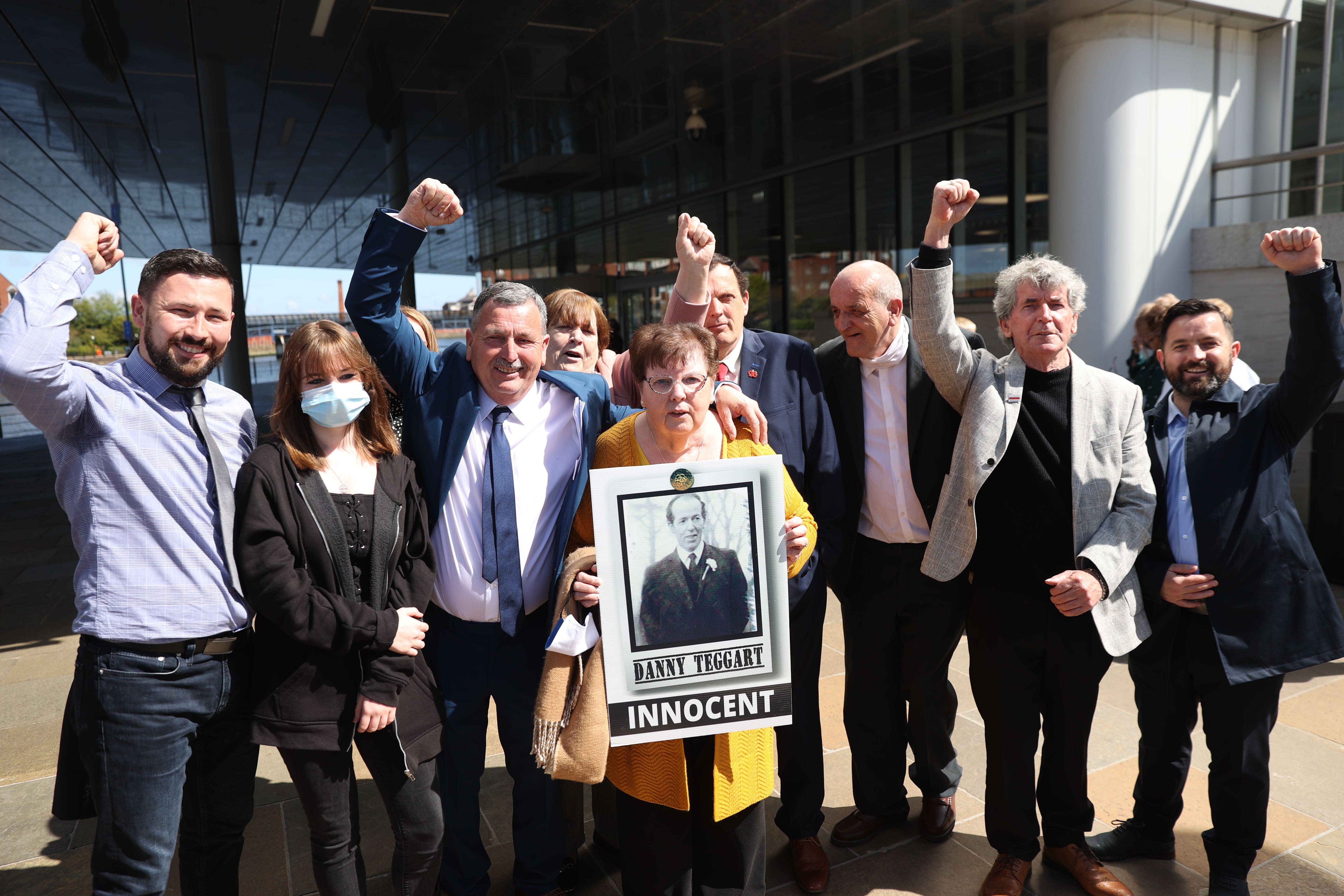 The family of Daniel Teggart after the ruling (Picture: PA/Alamy).