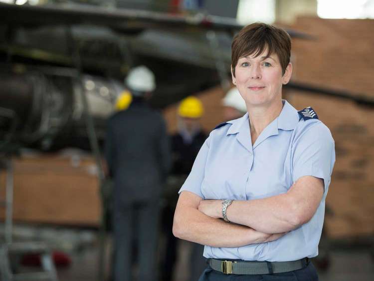 Female aircraft technician Flight Sergeant Karen Pinnion