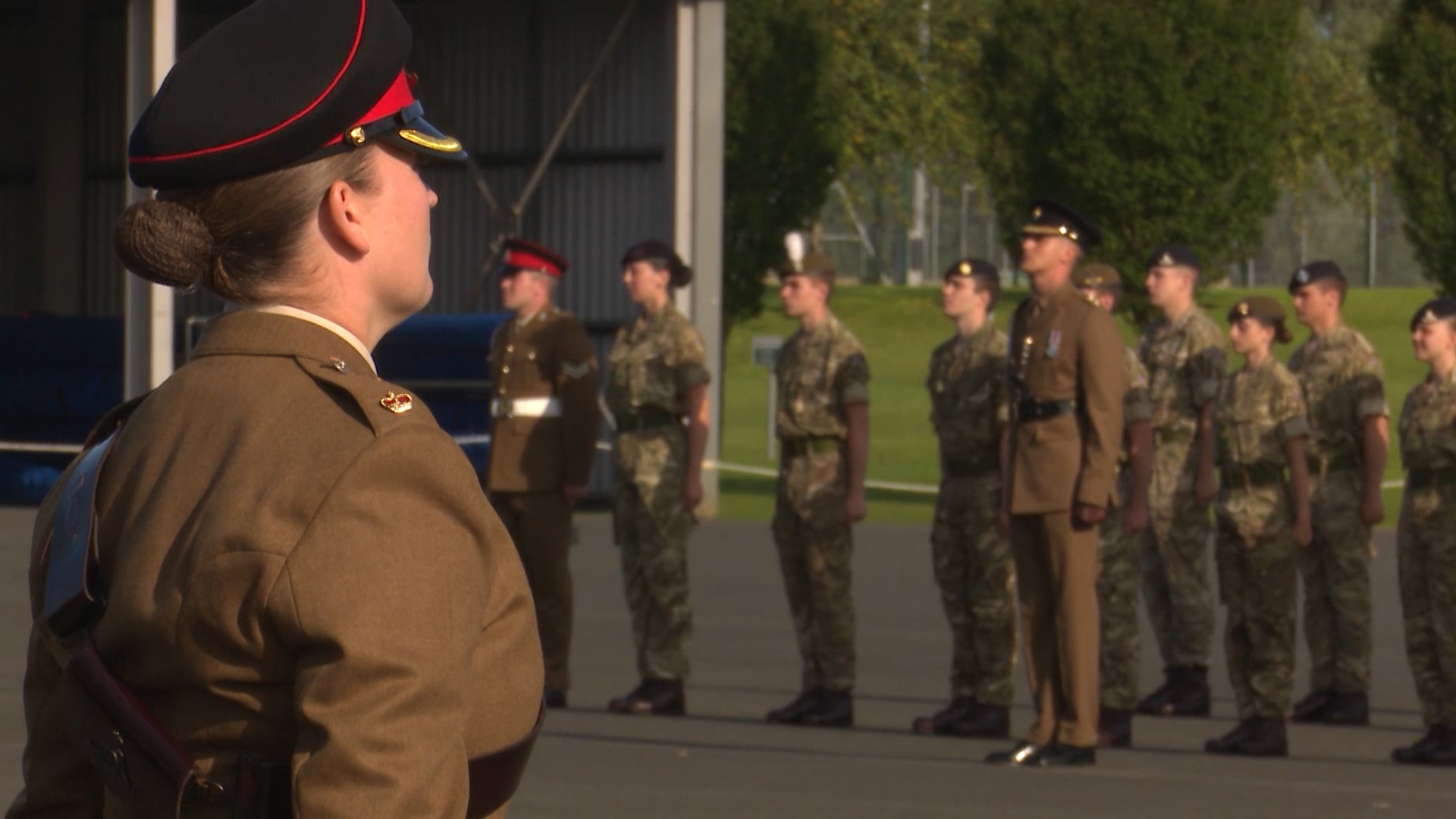 Female soldier with junior soldiers