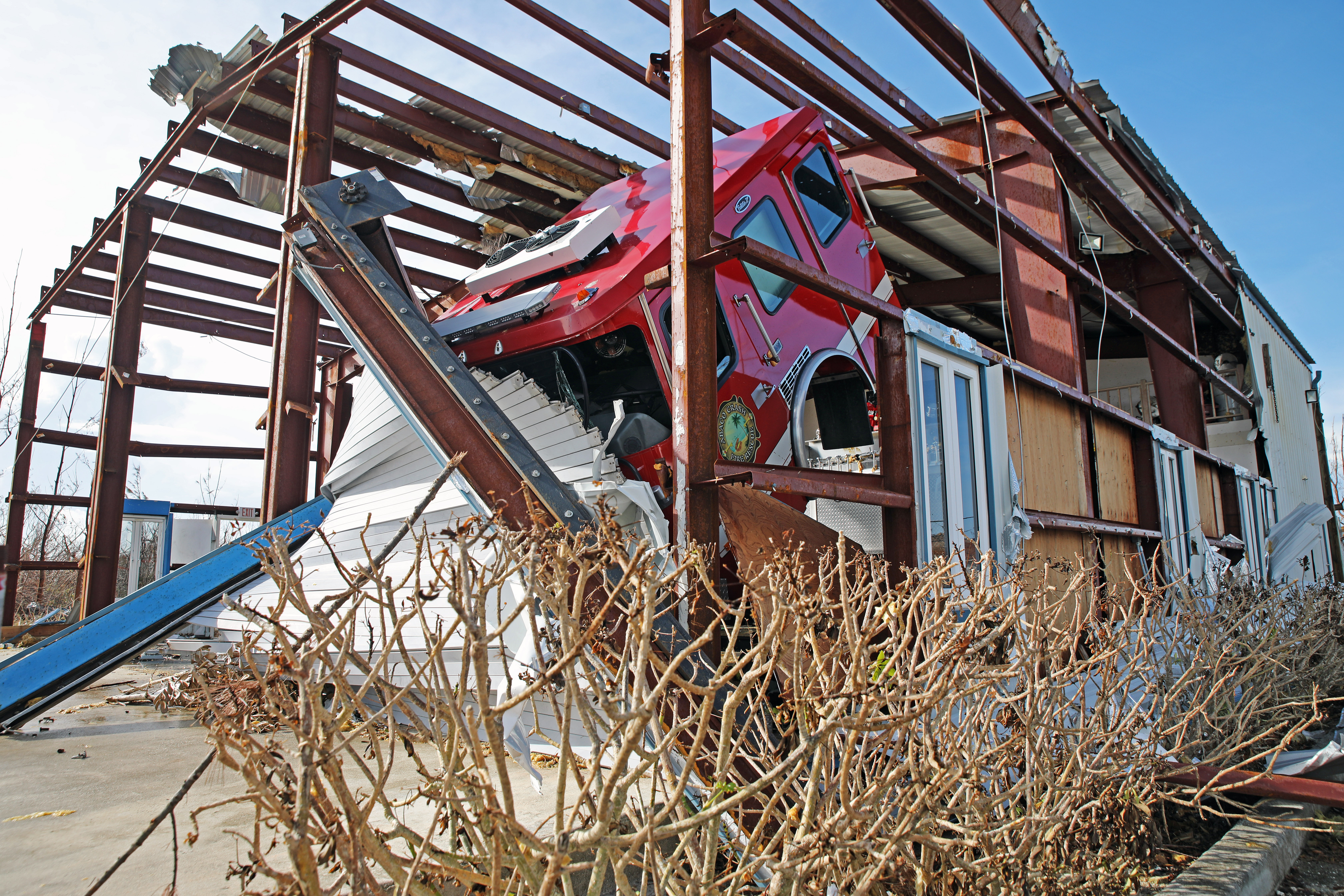 Fire engine in Abaco, Bahamas, after Hurricane Dorian 160919 SOURCE BFBS