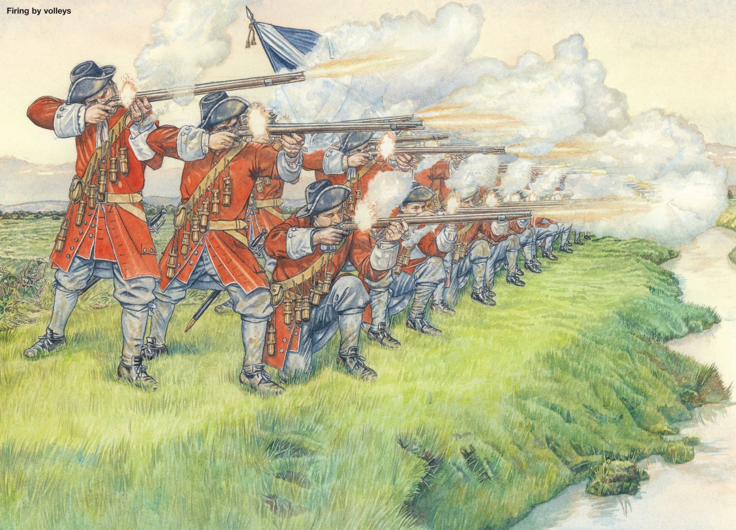 Firing Volley at Battle of Sedgemoor from Matchlock Musketeer