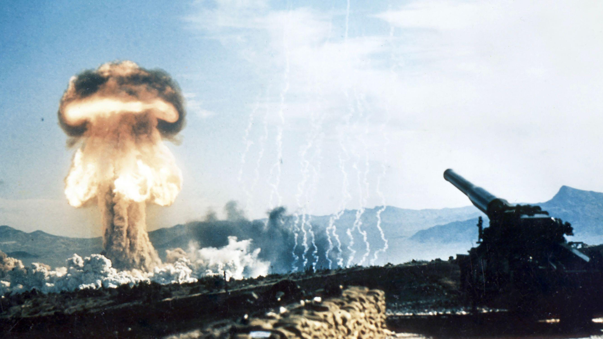 The US firing a 15-kiloton nuclear shell from a 280mm gun at Nevada Proving Grounds in 1953 (Picture: Alamy)