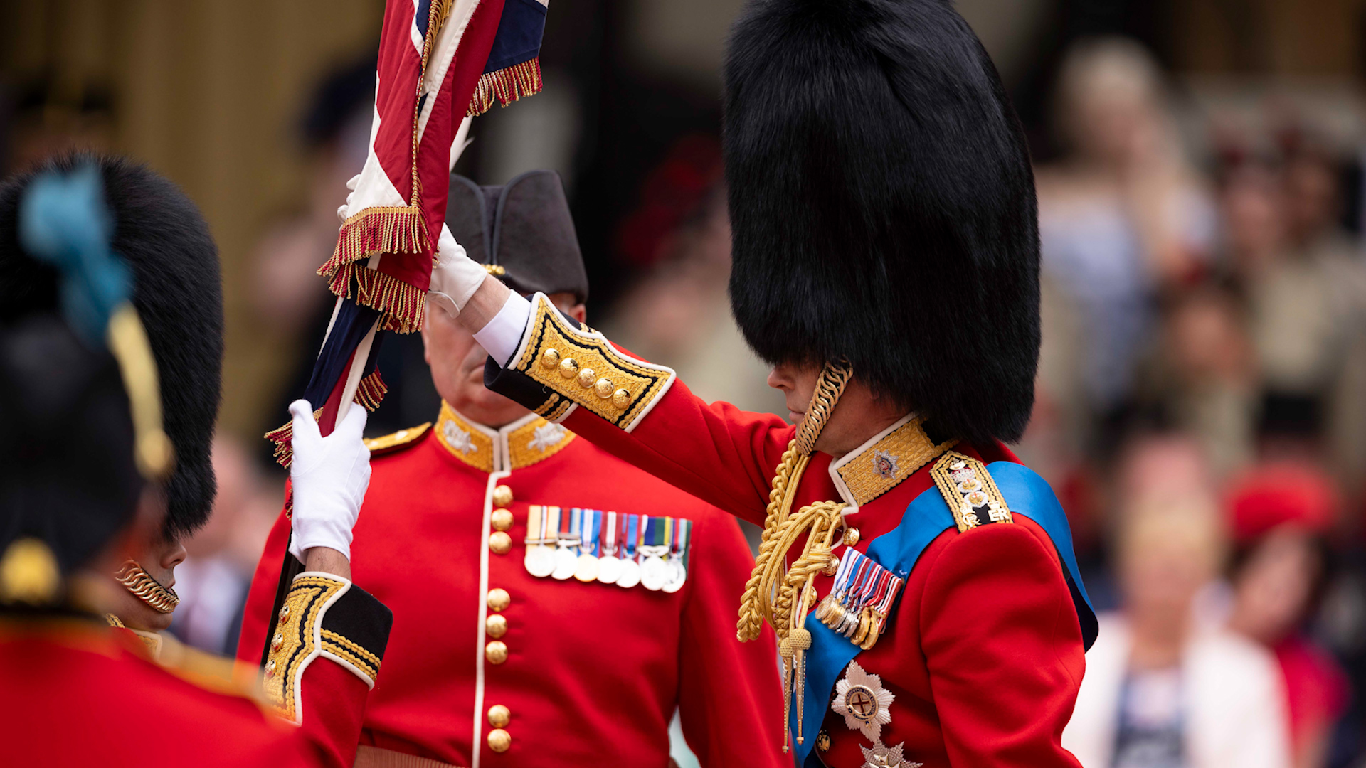 First Battalion London Guards receive their Colours at Buckingham Palace ceremony HRH Prince Edward 090723 CREDIT MOD
