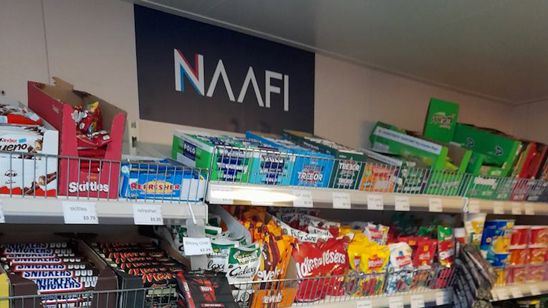 The Naafi shop on board RFA Lyme Bay 