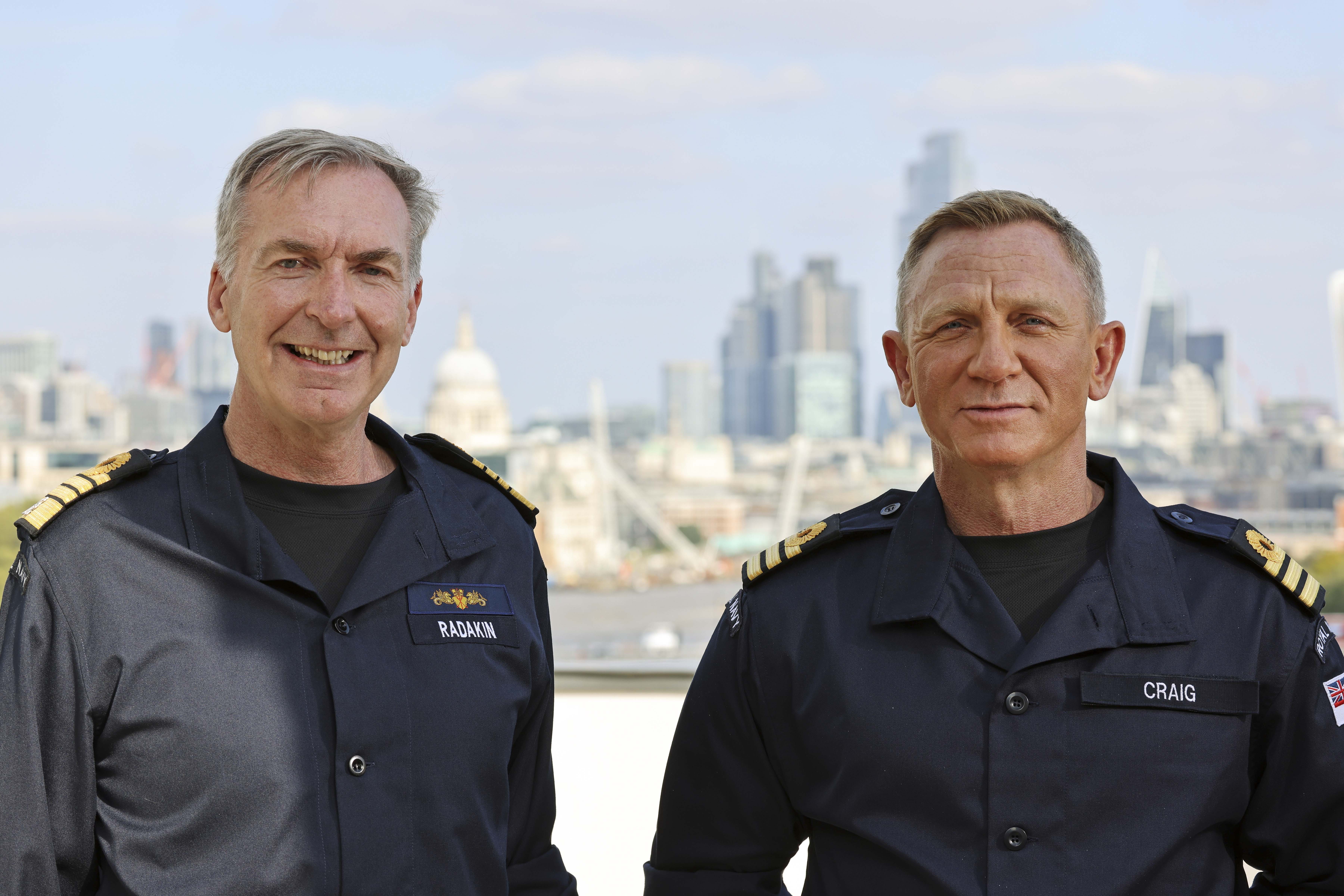 The then First Sea Lord Admiral Sir Tony Radakin with Daniel Craig as he's appointed honorary commander in the Royal Navy (Picture: Royal Navy).