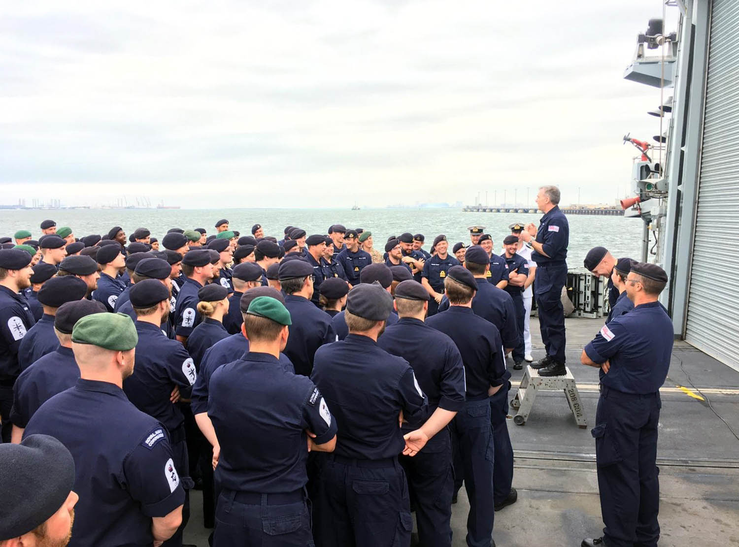 HMS Montrose's crew prior to flying back to the UK (Picture: Royal Navy).
