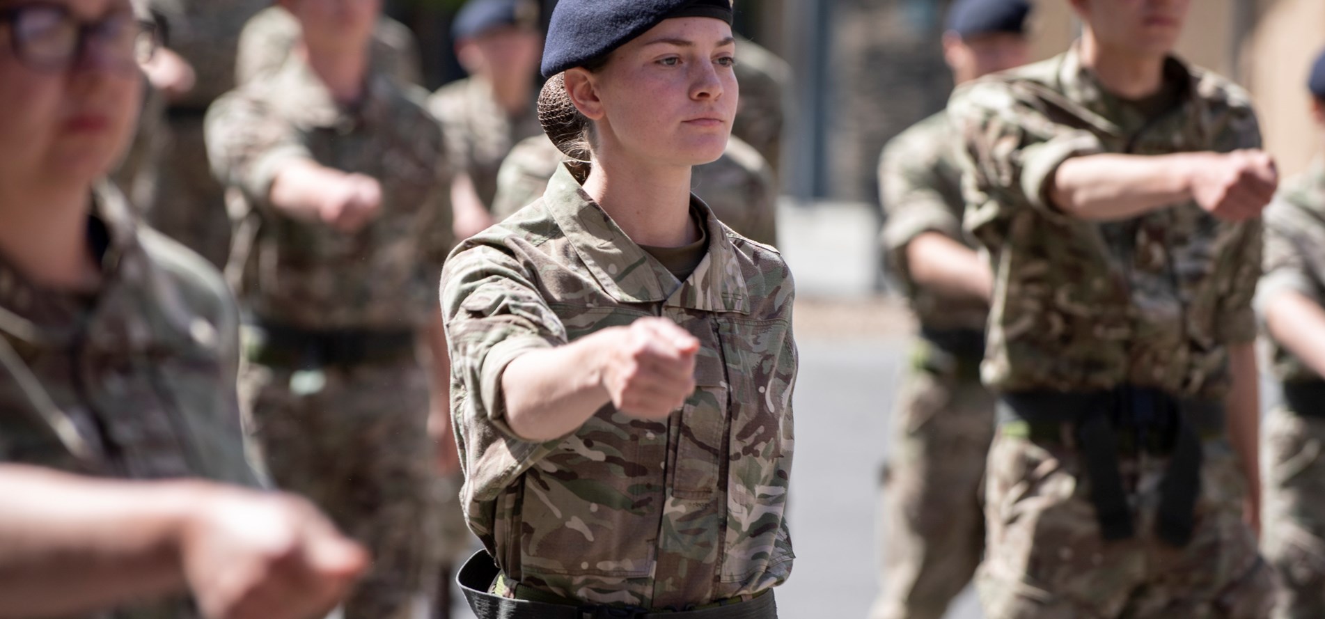 Recruits paraded in combats instead of the smart blue number 1 dress uniform (Picture: British Army).