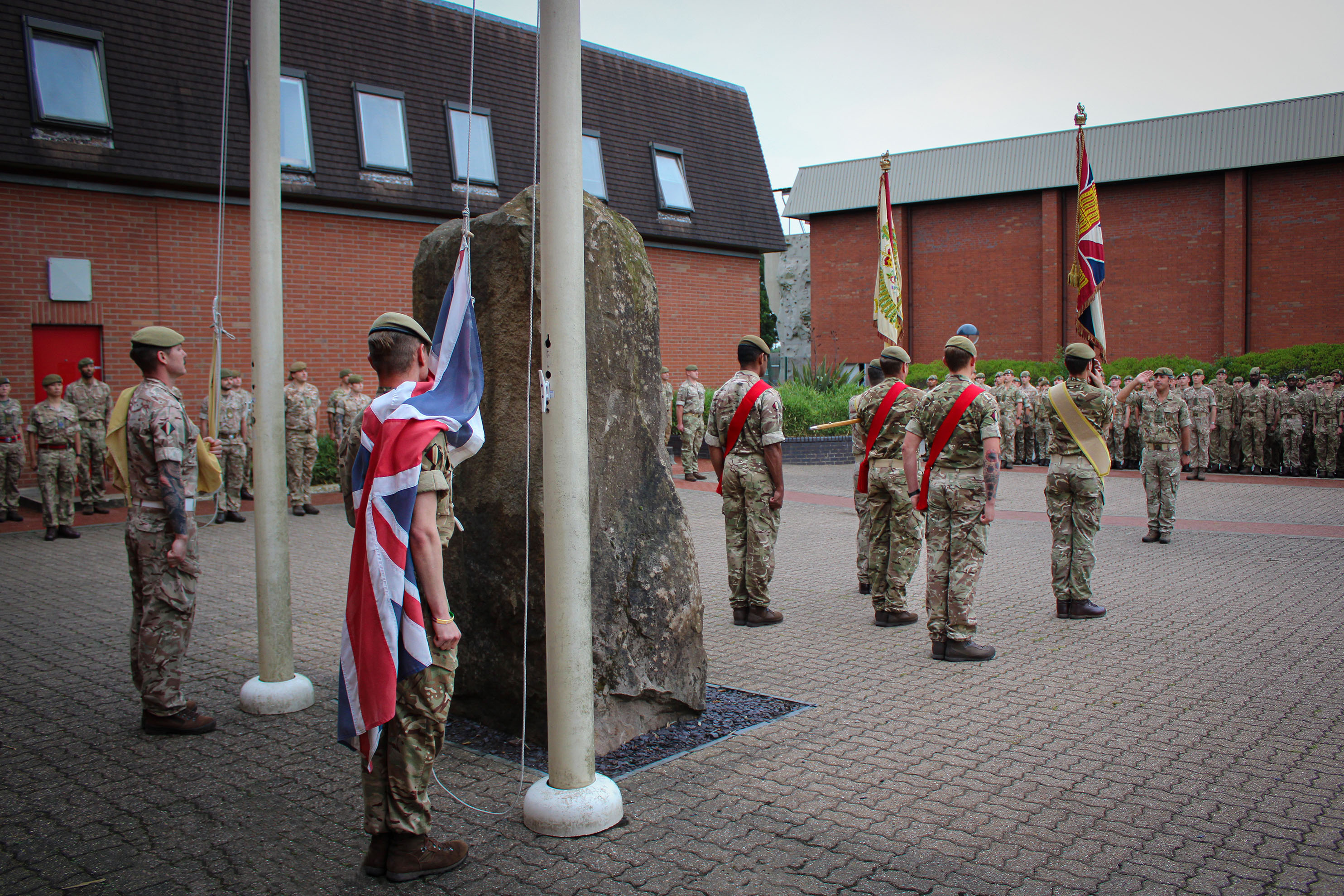 Flag lowered for final time at weeton barracks for 2 mercian 01082022 credit MOD
