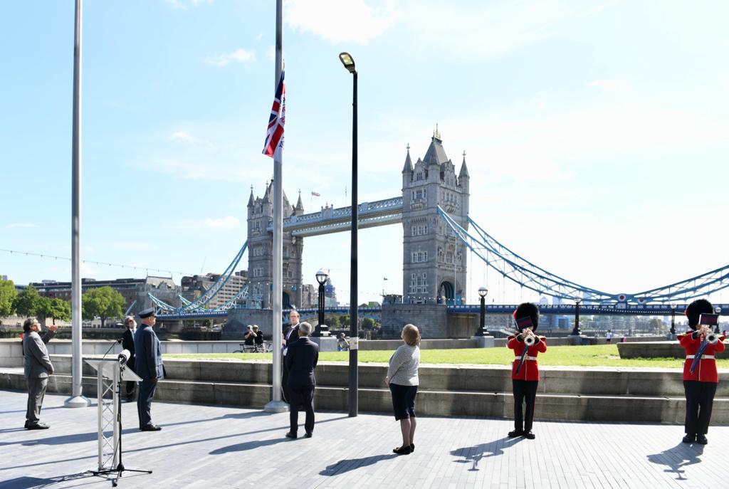 Flag-raising ceremony held in London ahead of Armed Forces Day 2020 (Picture: Mayor of London).
