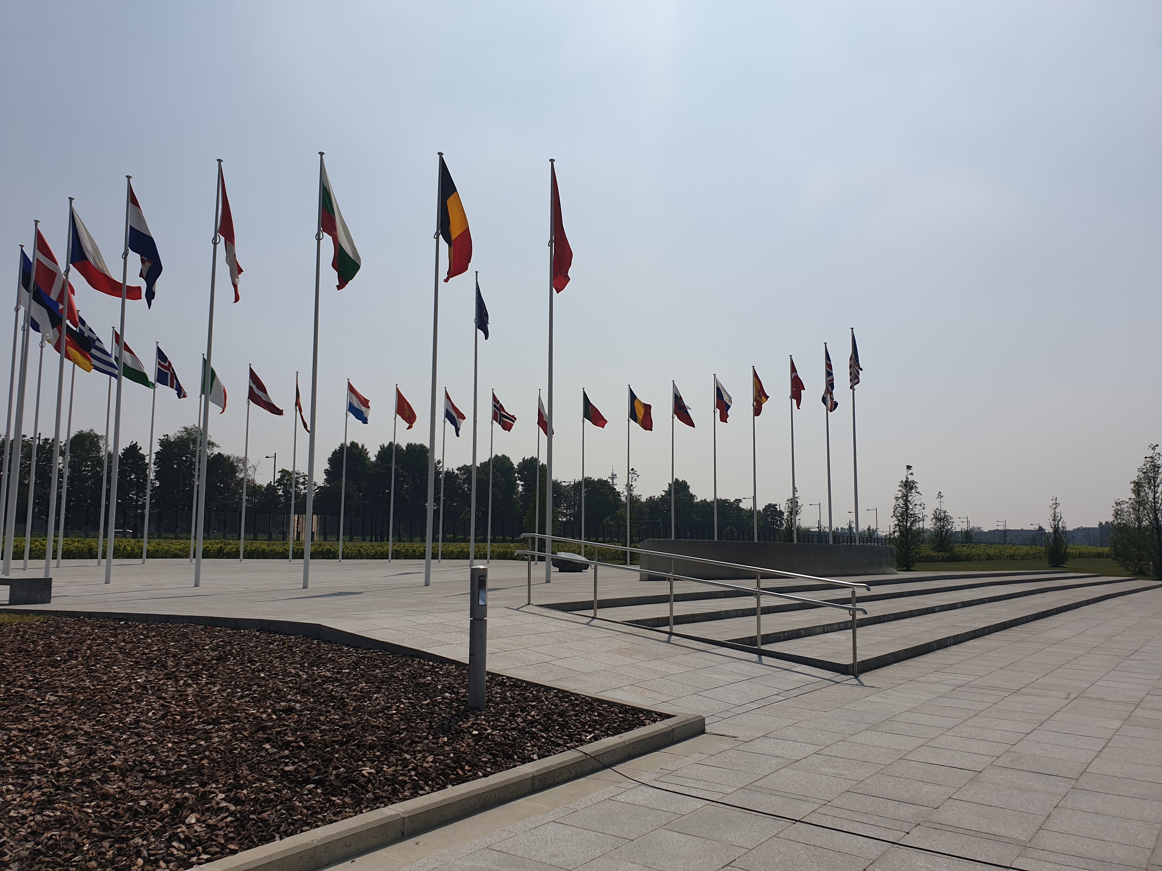 Flags at NATO HQ headquarters Brussels 