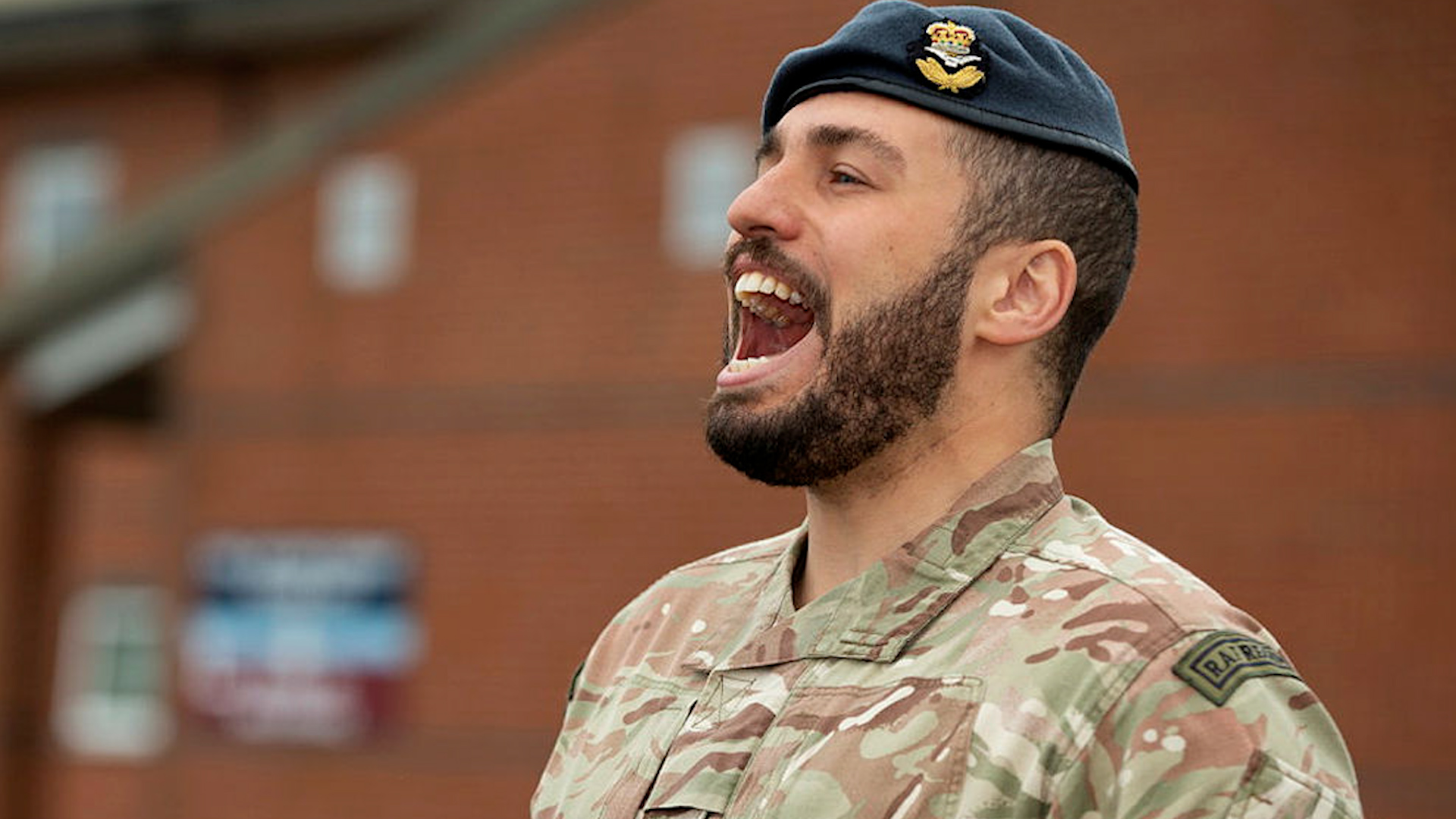 Flight Lieutenant Ben Reid gives the orders during the graduation parade at RAF Honington 01102020 CREDIT MOD