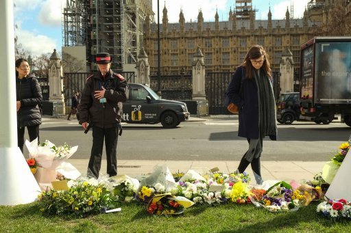 Floral tributes were left at Parliament Square - a year after the attack (Picture PA).