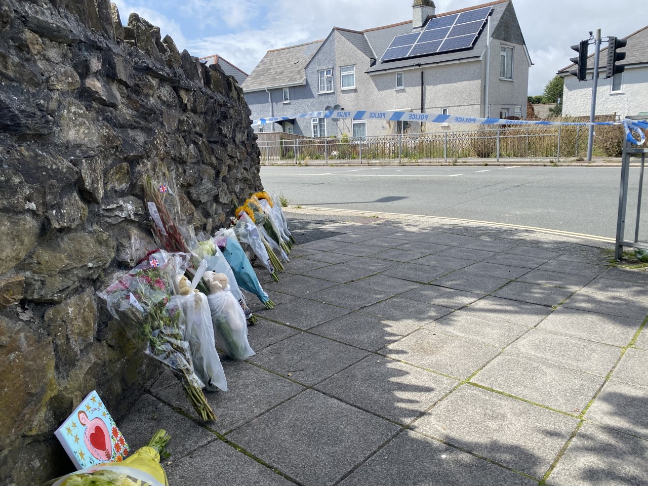 Flowers near the cordon in Keyham, Plymouth. 