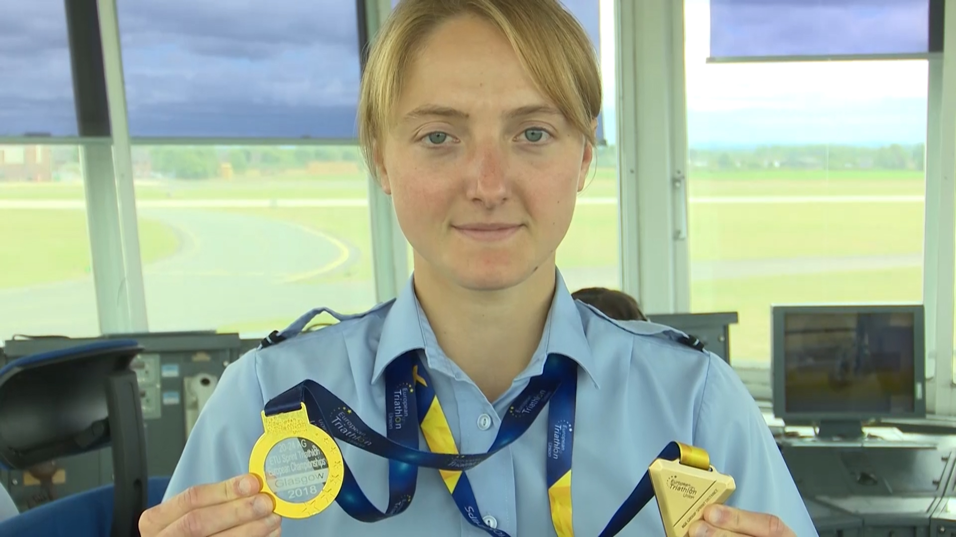 Flying Officer Hannah Dodwell sports woman of teh year at RAF Sports Awards 2019 credit BFBS .jpg