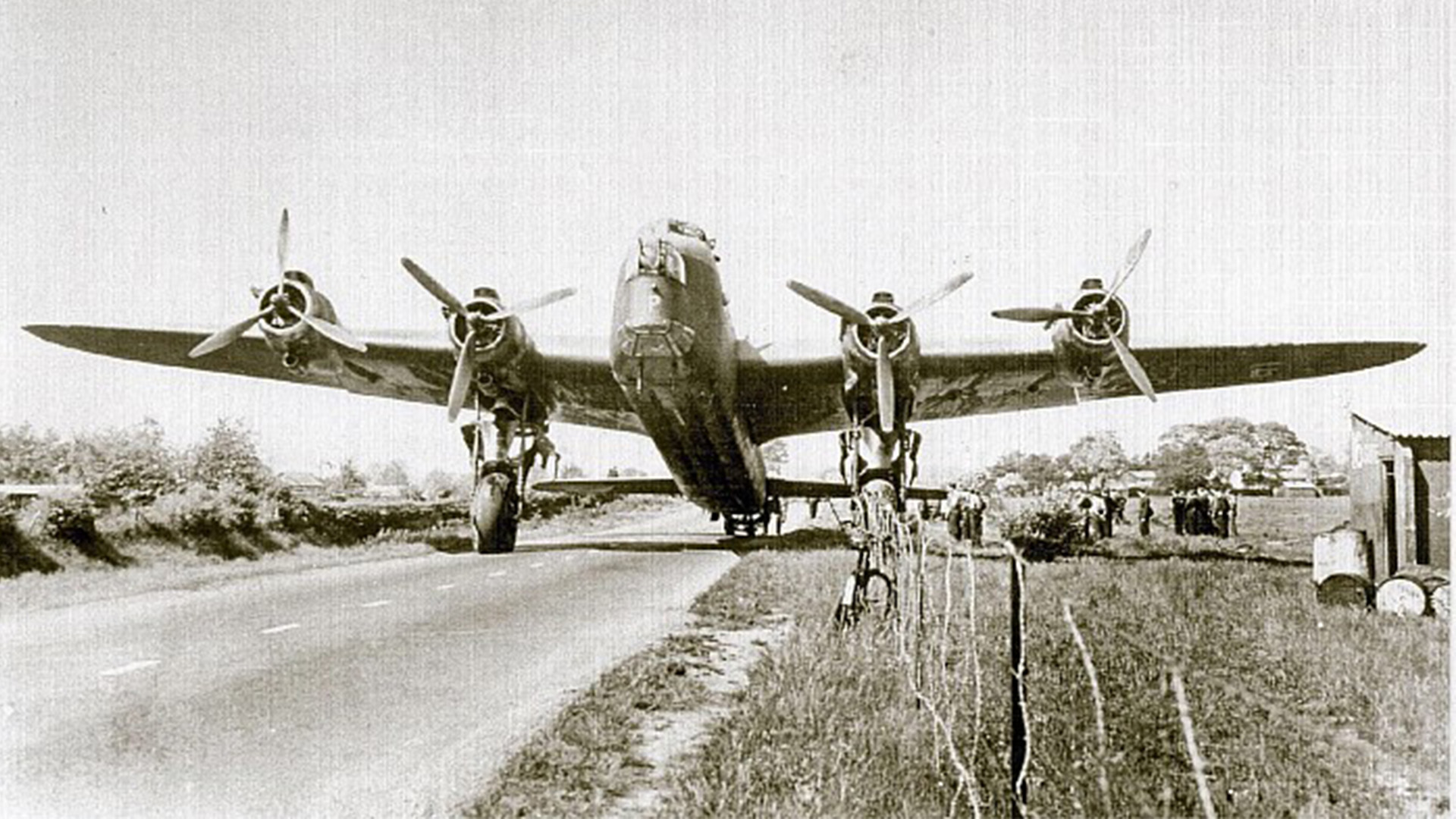 A Stirling bomber overshot the runway at RAF Tilstock during training 