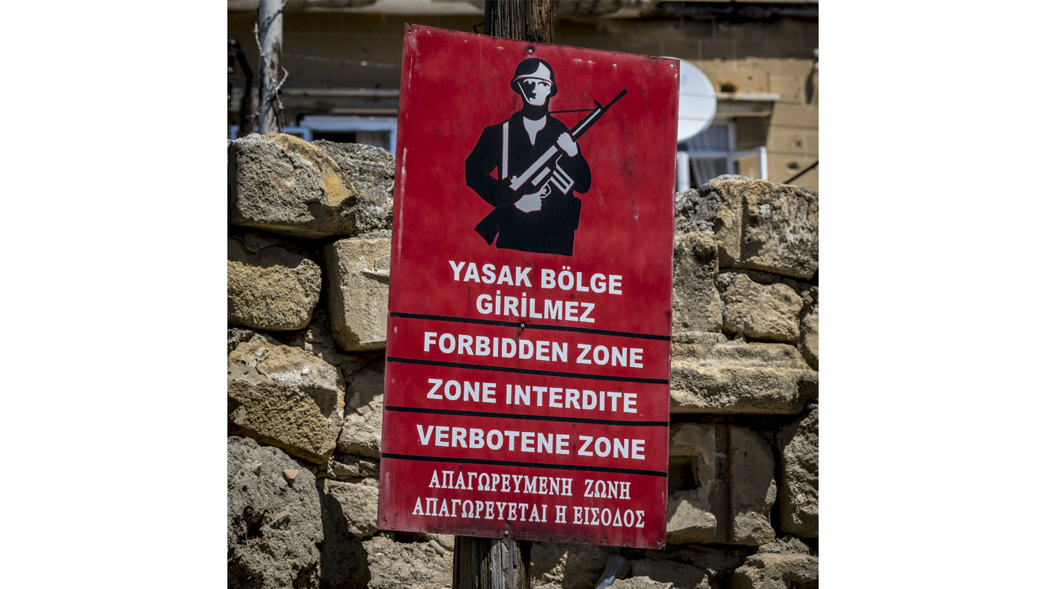 Forbidden Zone sign in the Buffer Zone of Nicosia, Cyprus in 2018 CREDIT Crown Copyright