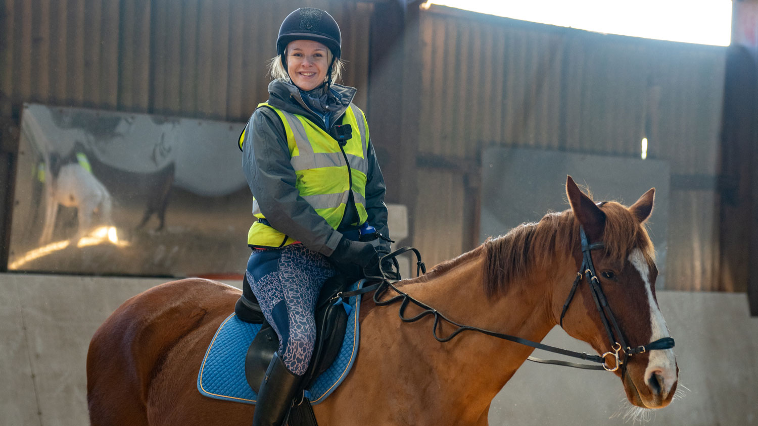 Forces Wives Challenge member Steph Quintrell on horseback during a training week at Larkhill CREDIT Forces Wives Challenge