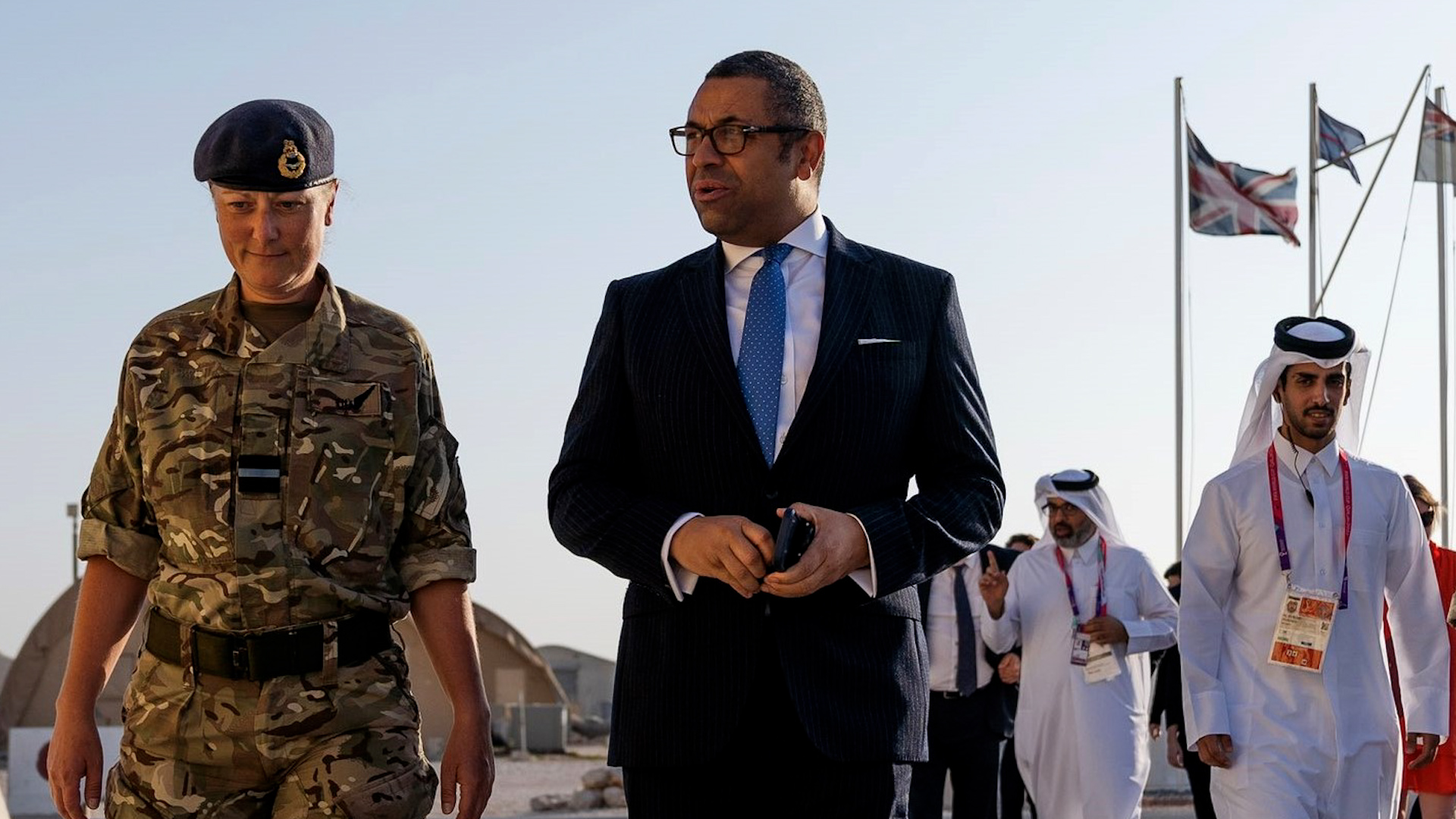 Foreign Secretary James Cleverly on a visit to 83 Expeditionary Air Wing at the RAF's Middle East headquarters (Picture: Royal Air Force).