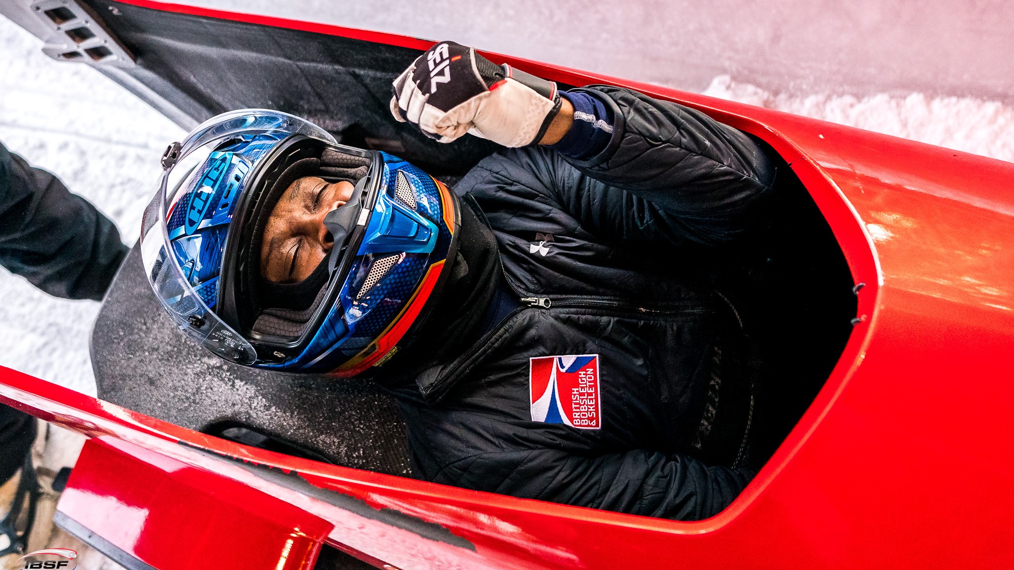 Former British soldier Corie Mapp celebrating 2nd overall in Para Bobsleigh 12022023 CREDIT IBSF.jpg