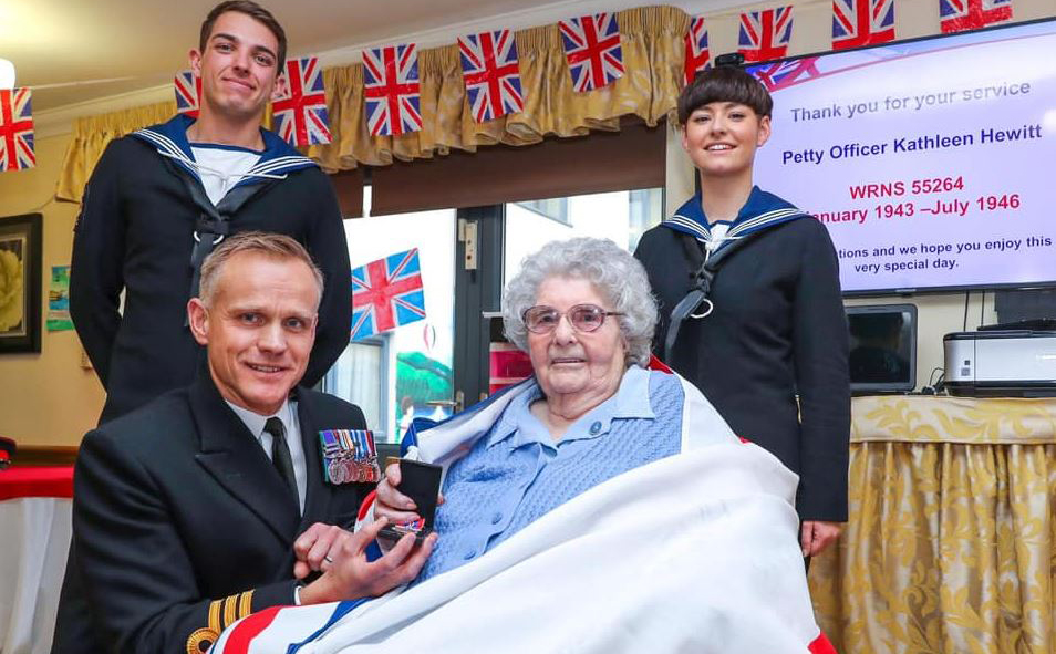 Former PO Kathleen Blower receives WW2 medal in Portsmouth Credit Barry Swainsbury Royal Navy