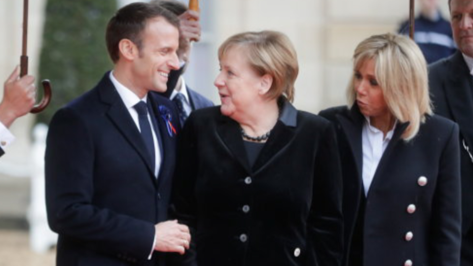 Mr Macron with German Chancellor, Angela Merkel (Picture: PA).