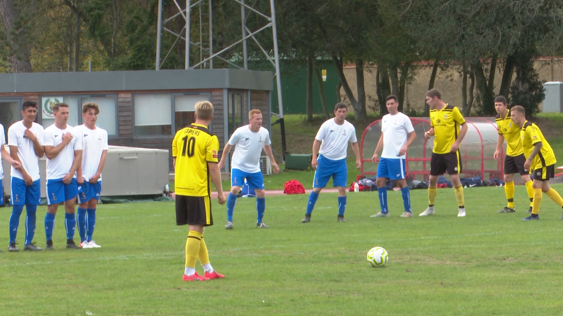 Freekick taken by the Royal Engineers in the 2020 Woolwich Cup final 