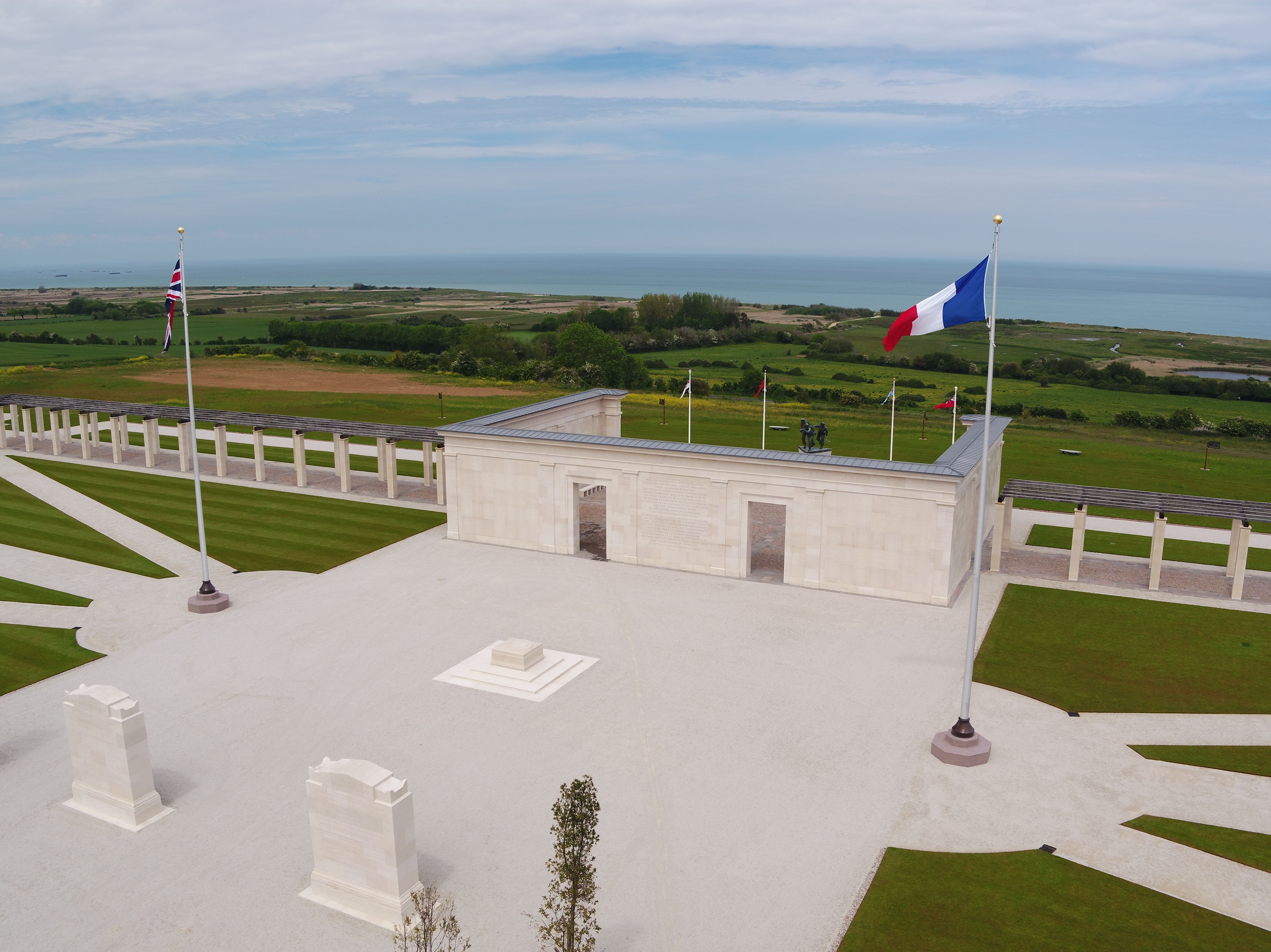 French and British flag at British Normandy Memorial site 