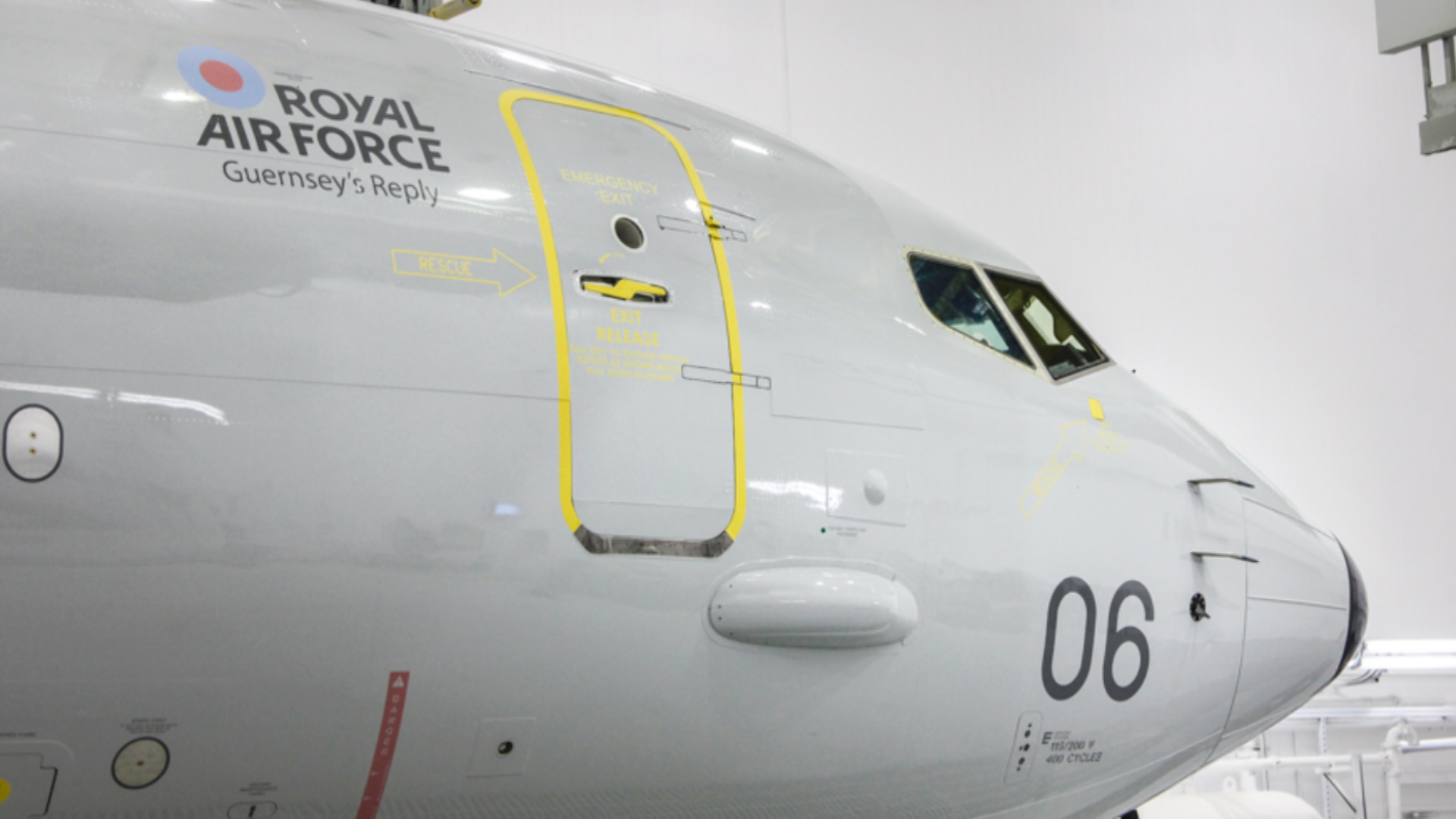 Front of RAF Poseidon aircraft named Guernseys Reply (Picture: RAF).