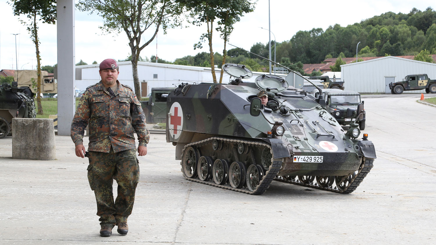 German soldier 37th Mechanized Infantry Brigade Wiesel 2 Ambulance vehicle U.S. Army’s Joint Multinational Readiness Center in Hohenfels Germany August 25 2015 Image ID 2151094 CREDIT US Army Spc. Courtney Hubbard
