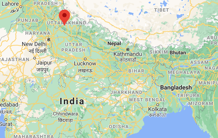 Map of Garhwal shown within north east India