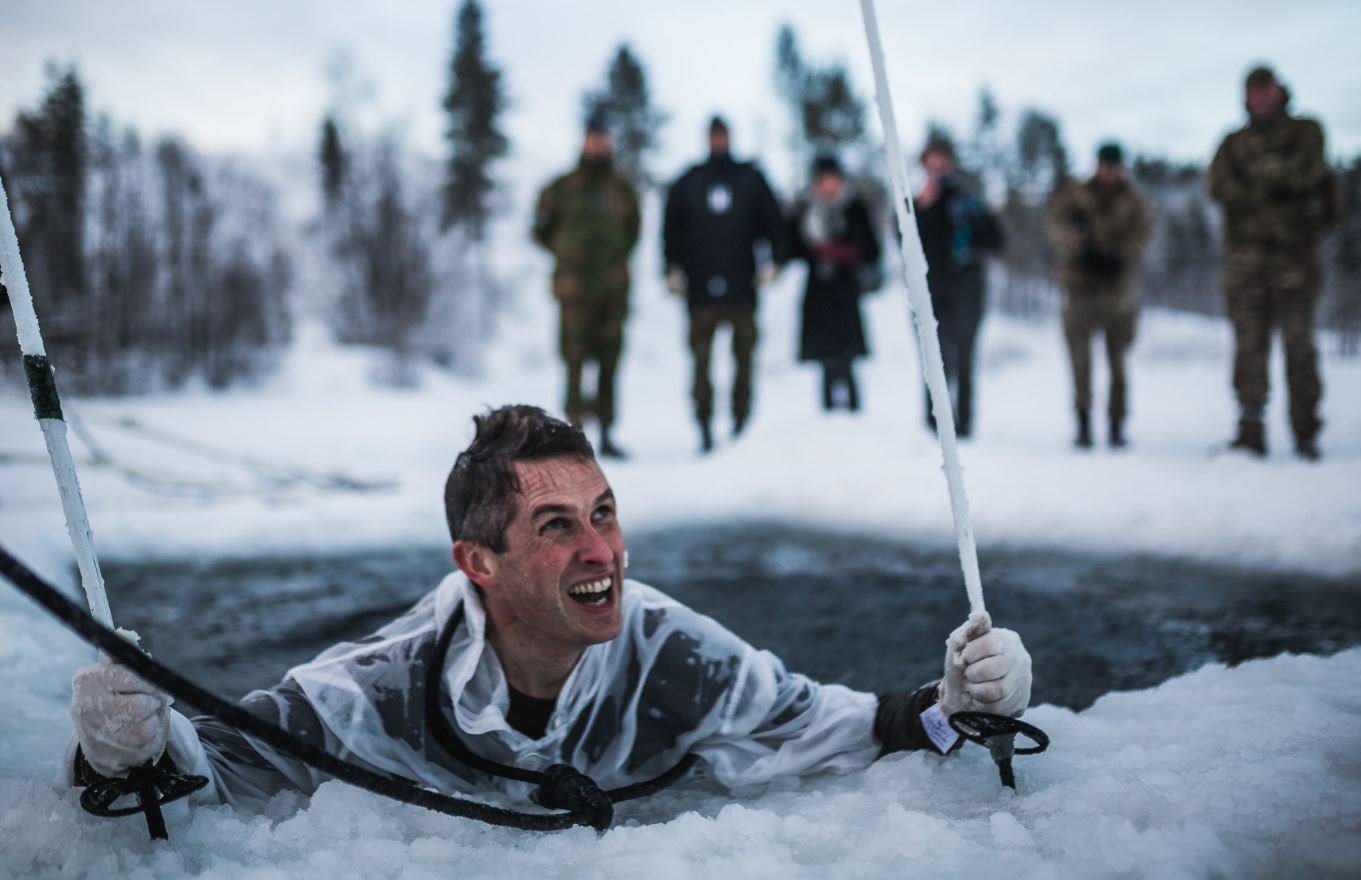 Gavin Williamson in arctic training with the Royal Marines (Picture: 40 Commando Royal Marines Twitter).