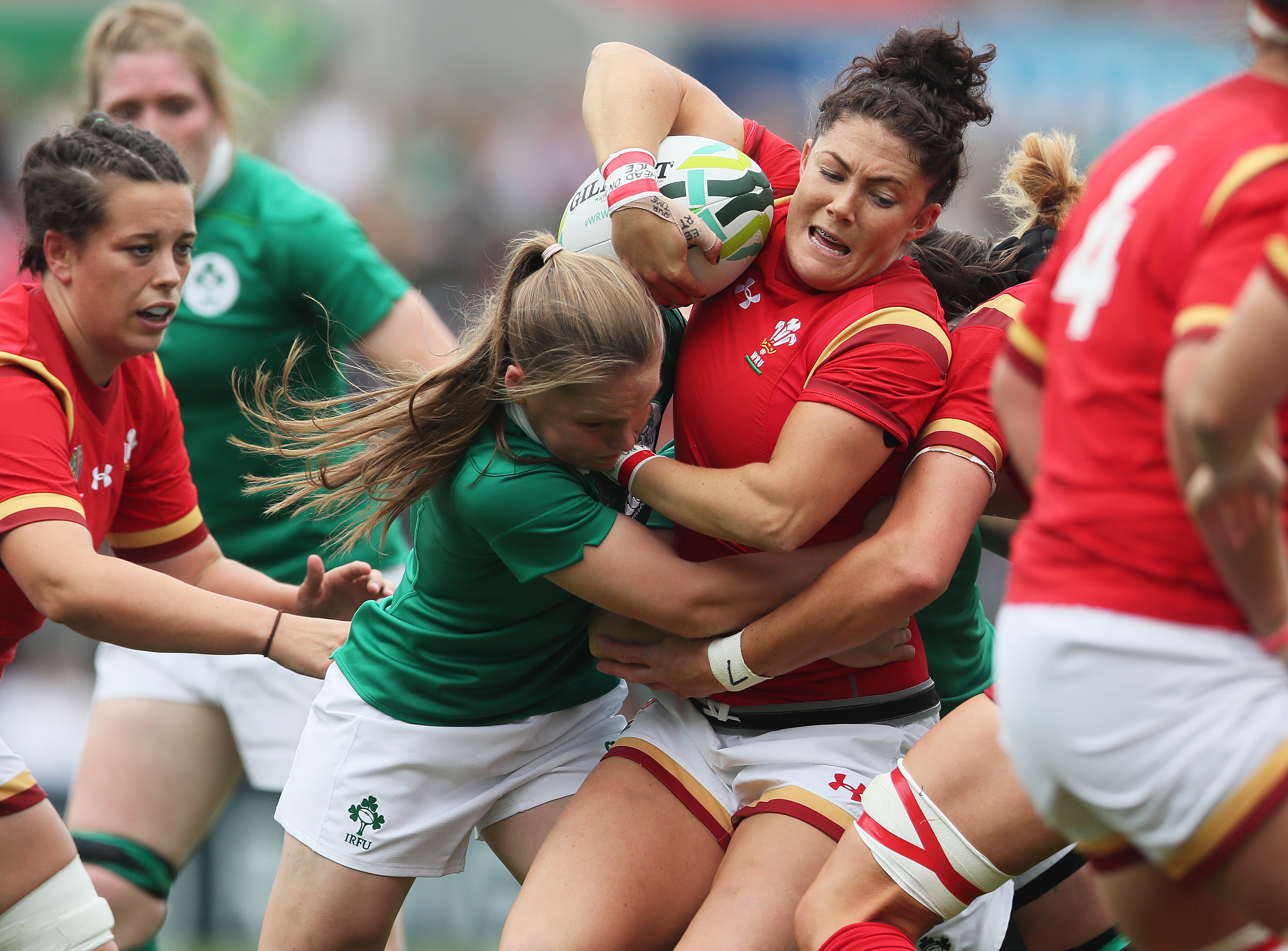 Captain Gemma Rowland (right) in action for Wales in 2017 (Picture: PA).