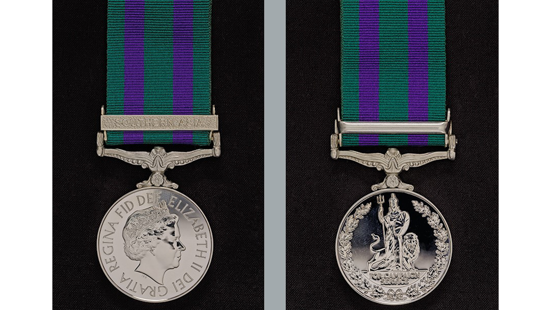 The General Service Medal 2008 Medal with Southern Asia Clasp front and back (Picture: MOD).